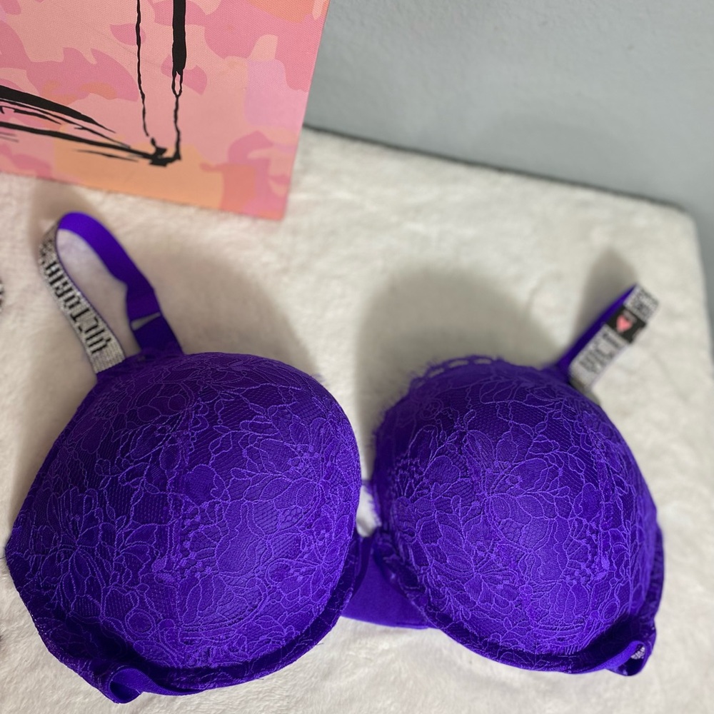 VERY SEXY- Purple 
Bombshell Add-2-Cups Lace Shine Strap Push-Up Bra